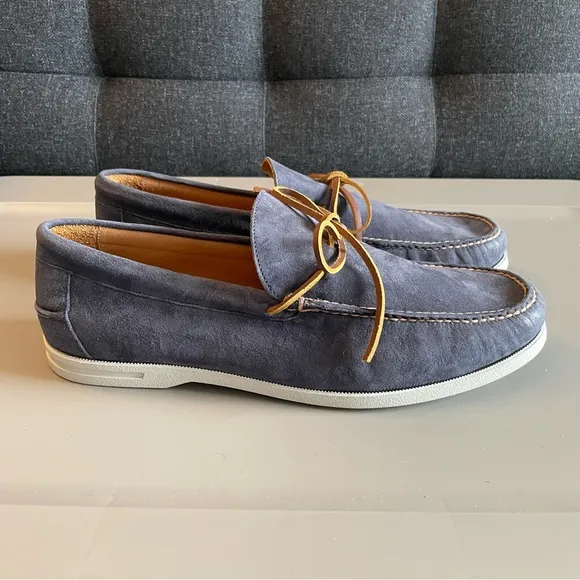 Peter Millar Excursionist Boat Shoes Mens Size 13 M Blue Suede Leather NEW