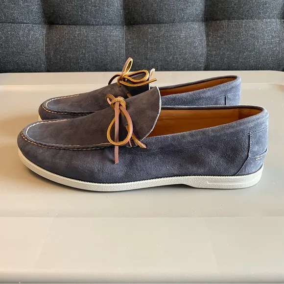 Peter Millar Excursionist Boat Shoes Mens Size 13 M Blue Suede Leather NEW