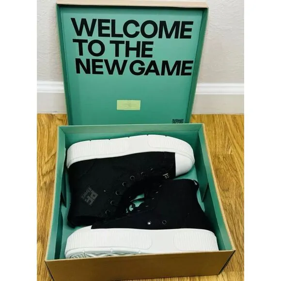 PF. Flyers Sneakers Allston Hi Top Platform Canvas Black Size W 7 M 5.5