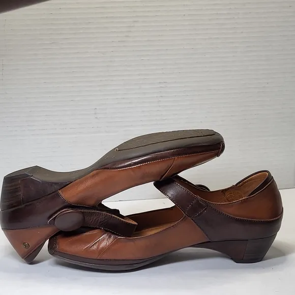 Pikolinos Gandia Shoes Womens 40/9.5 Brown Leather Heels Strap Square Toe
