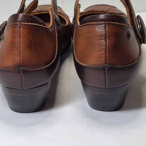 Pikolinos Gandia Shoes Womens 40/9.5 Brown Leather Heels Strap Square Toe