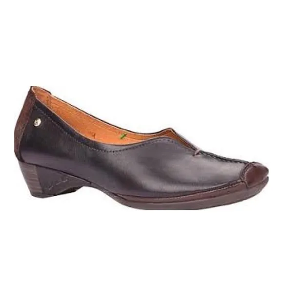 Pikolinos Grandia Low Heel Loafer - Black and Brown Leather