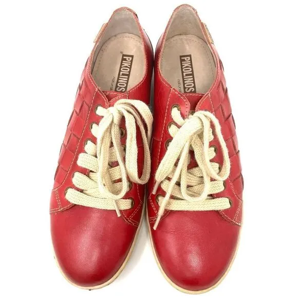 pikolinos 40 red leather golf shoes