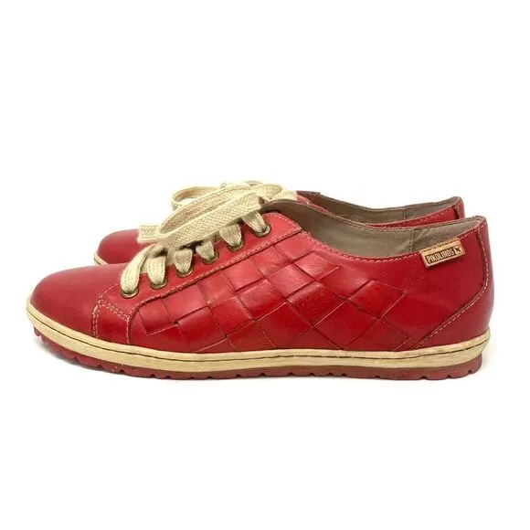 pikolinos 40 red leather golf shoes