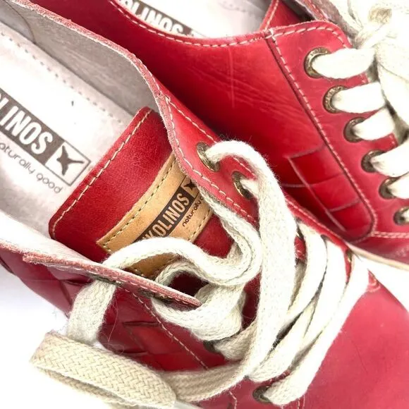 pikolinos 40 red leather golf shoes