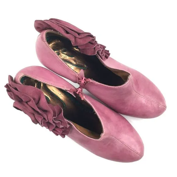 Poetic License Shoes Women 6.5 Mauve Pink Leather Pumps Mod 3D Suede Rosette