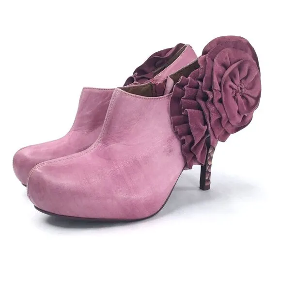 Poetic License Shoes Women 6.5 Mauve Pink Leather Pumps Mod 3D Suede Rosette