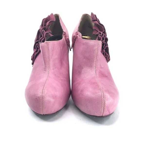 Poetic License Shoes Women 6.5 Mauve Pink Leather Pumps Mod 3D Suede Rosette