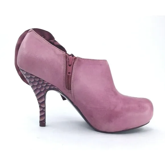 Poetic License Shoes Women 6.5 Mauve Pink Leather Pumps Mod 3D Suede Rosette