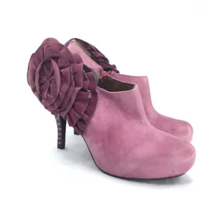 Poetic License Shoes Women 6.5 Mauve Pink Leather Pumps Mod 3D Suede Rosette