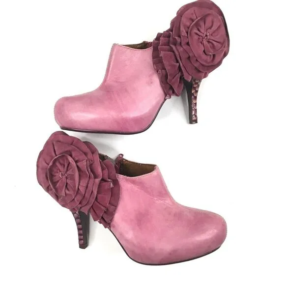 Poetic License Shoes Women 6.5 Mauve Pink Leather Pumps Mod 3D Suede Rosette