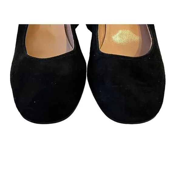 Pollini Faux Fur Covered Block Heel Pumps •Women 39/ 8.5• Black Suede Shoe ITALY