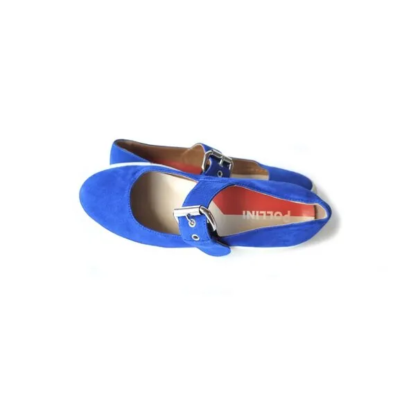 Pollini Shoes 38 Azure Blue Suede Sneakers Womens Size 8