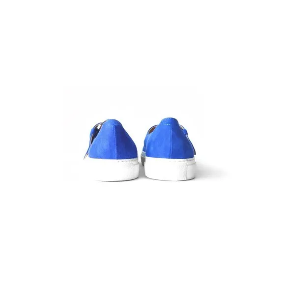 Pollini Shoes 38 Azure Blue Suede Sneakers Womens Size 8