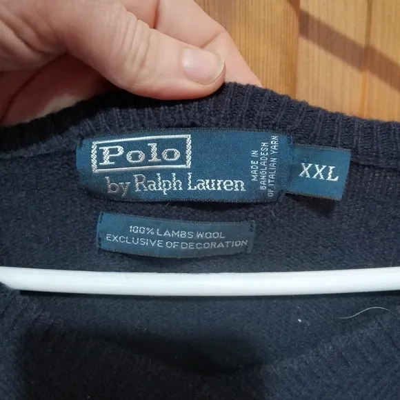 Polo by Ralph Lauren 100% lamb's wool blue sweater size XXL