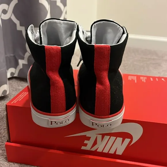Polo Ralph Lauren Ballards Hi Shoes Sneakers new canvas black red Mens Size 8.5