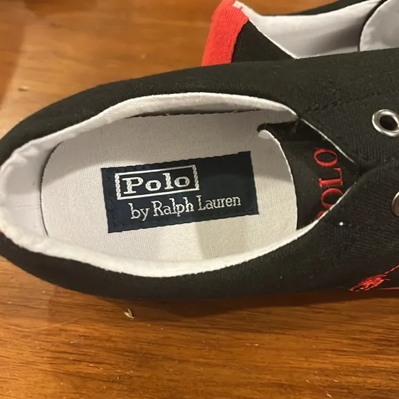 Polo Ralph Lauren Ballards shoes sneakers boat new black red Mens Size 10 GLUE