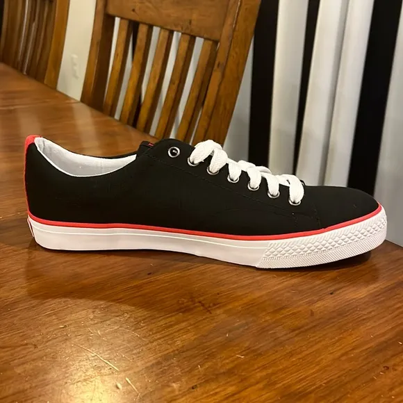 Polo Ralph Lauren Ballards shoes sneakers boat new black red Mens Size 10 GLUE