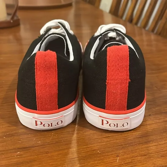 Polo Ralph Lauren Ballards shoes sneakers boat new black red Mens Size 10 GLUE