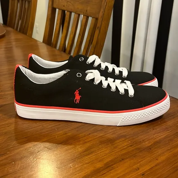 Polo Ralph Lauren Ballards shoes sneakers boat new black red Mens Size 10 GLUE