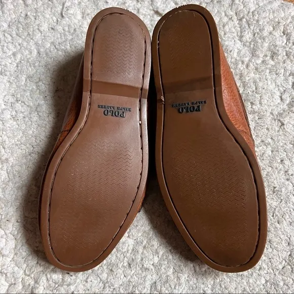 Polo Ralph Lauren Bienne Boat Tan Oiled Tumbled Leather Shoe Size 10