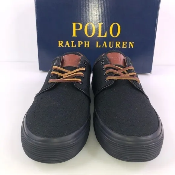 POLO Ralph Lauren Canvas Faxon Low-Top Sneakers Men's Shoes 8 D  Black
