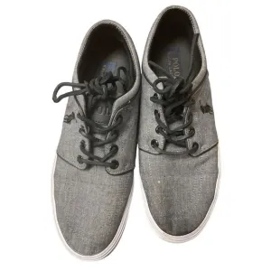 Polo Ralph Lauren Gray Canvas Sneaker Shoes Leather Laces Size 8 GUC #3145