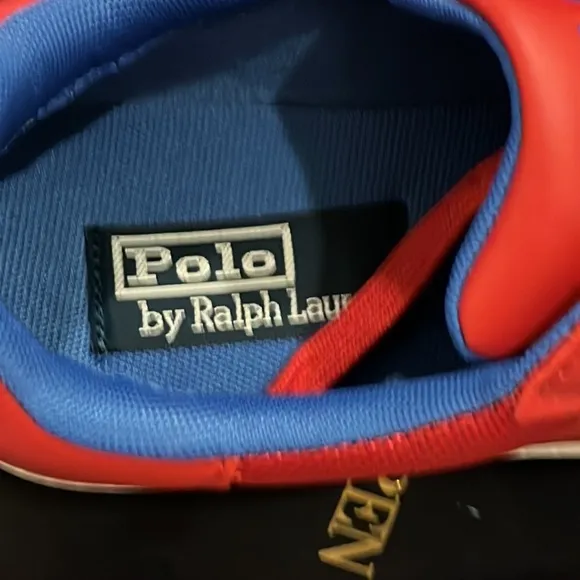 Polo Ralph Lauren Hernando Leather Shoes Sneakers red royal blue Men’s Size 9.5