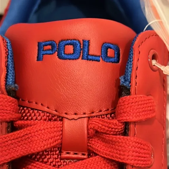 Polo Ralph Lauren Hernando Leather Shoes Sneakers red royal blue Men’s Size 9.5