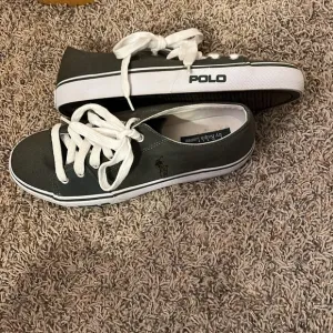 Polo Ralph Lauren Mens Canvas Army Green/Gray Shoes Sz 9.5 EUC