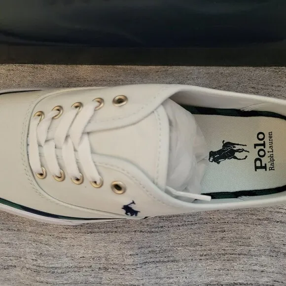 Polo Ralph Lauren Men's Keaton Leather-Trim Canvas Shoes Light Blue