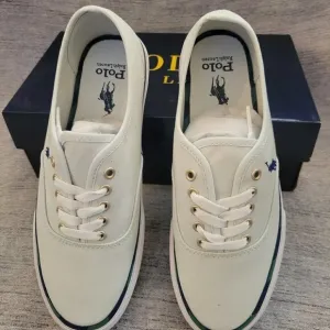 Polo Ralph Lauren Men's Keaton Leather-Trim Canvas Shoes Light Blue