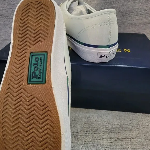 Polo Ralph Lauren Men's Keaton Leather-Trim Canvas Shoes Light Blue