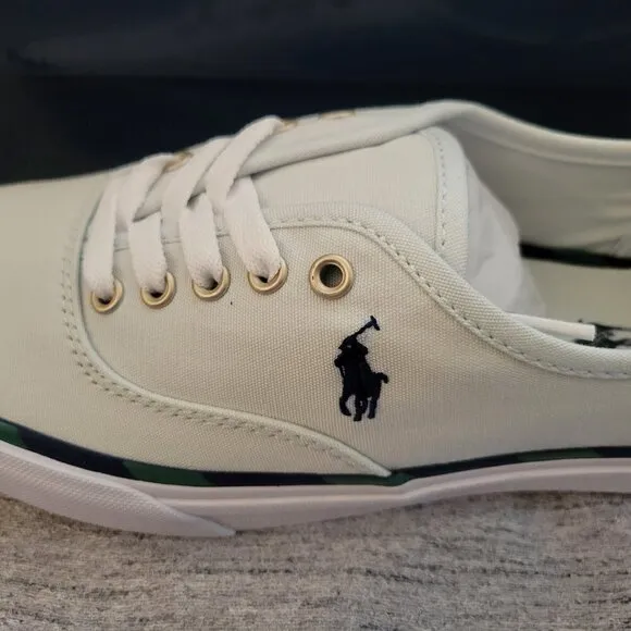 Polo Ralph Lauren Men's Keaton Leather-Trim Canvas Shoes Light Blue
