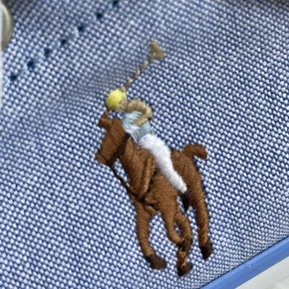 POLO RALPH LAUREN Men’s Size 8 Faxon Low Canvas light blue denim Sneakers New