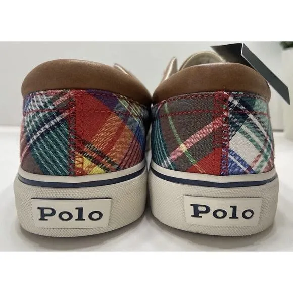 Polo Ralph Lauren RRL Faxon Lace Up Canvas Green Plaid Shoes Mens 12 New