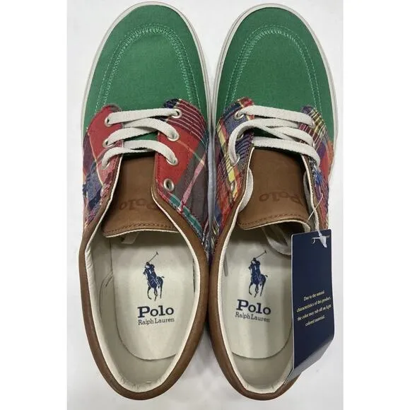 Polo Ralph Lauren RRL Faxon Lace Up Canvas Green Plaid Shoes Mens 12 New