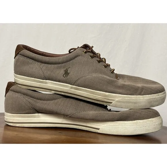 Polo Ralph Lauren Shoes Boat Vaughn Canvas Chambray‎ Suede Sneaker Men 16 Preppy