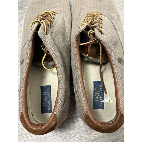 Polo Ralph Lauren Shoes Boat Vaughn Canvas Chambray‎ Suede Sneaker Men 16 Preppy