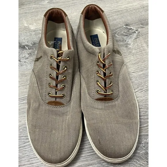 Polo Ralph Lauren Shoes Boat Vaughn Canvas Chambray‎ Suede Sneaker Men 16 Preppy