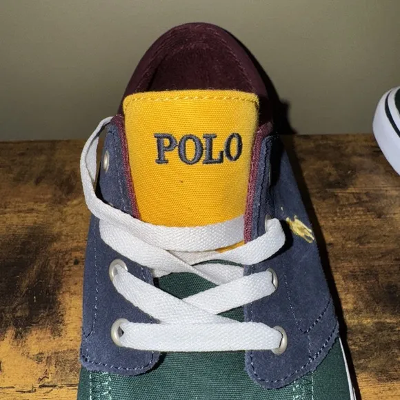 Polo Ralph Lauren Shoes Colorblock Size 11 Men Faxon X Sneakers Suede Canvas NEW