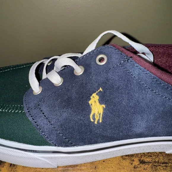 Polo Ralph Lauren Shoes Colorblock Size 11 Men Faxon X Sneakers Suede Canvas NEW