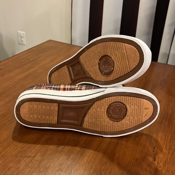 Polo Ralph Lauren Vaughn Boat deck shoes sneakers new wine plaid Men’s Size 9