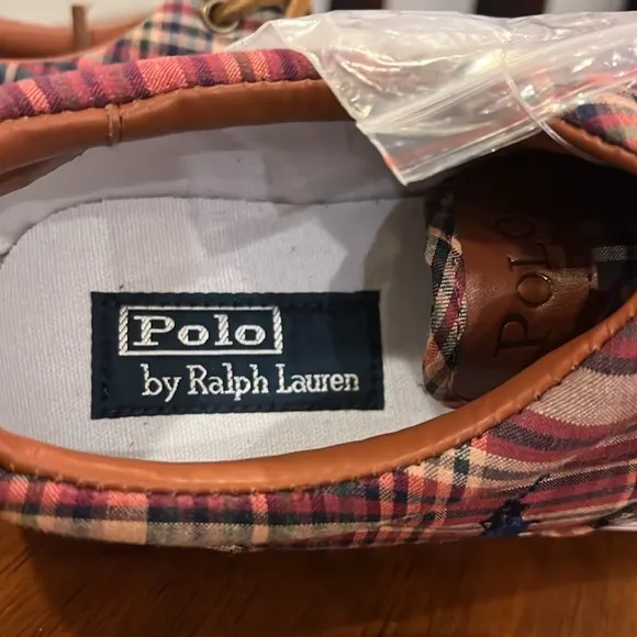 Polo Ralph Lauren Vaughn Boat deck shoes sneakers new wine plaid Men’s Size 9