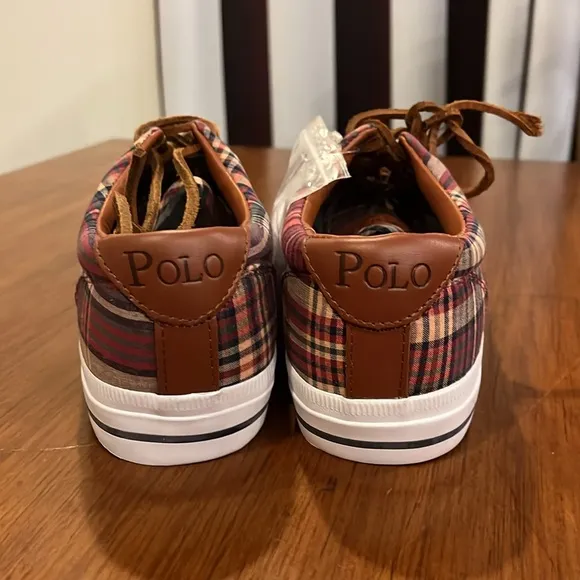 Polo Ralph Lauren Vaughn Boat deck shoes sneakers new wine plaid Men’s Size 9