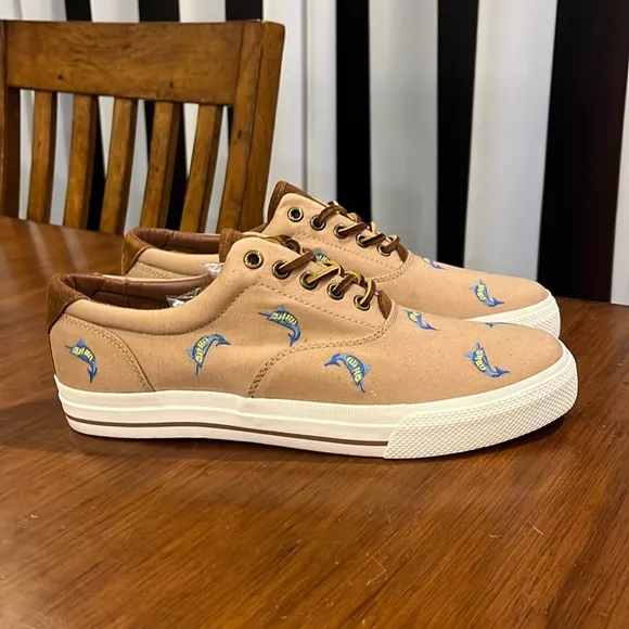 Polo Ralph Lauren Vaughn Khaki Critter boat shoes sneakers new Mens 9.5
