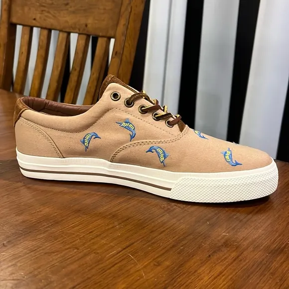 Polo Ralph Lauren Vaughn Khaki Critter boat shoes sneakers new Mens 9.5