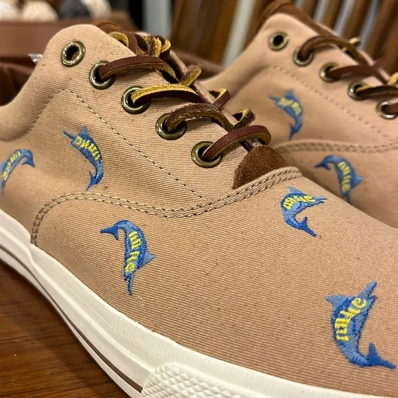 Polo Ralph Lauren Vaughn Khaki Critter boat shoes sneakers new Mens 9.5