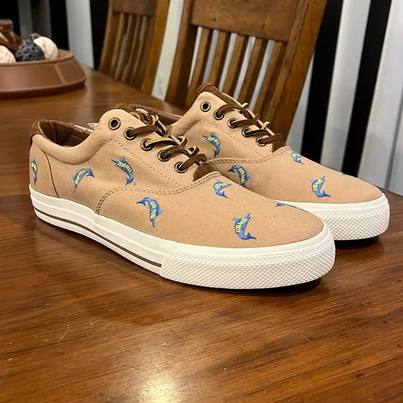 Polo Ralph Lauren Vaughn Khaki Critter boat shoes sneakers new Mens 9.5