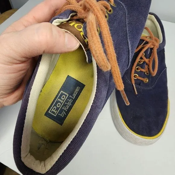 Polo Ralph Lauren Vaughn Shoes Canvas Navy Blue Casual Lace Up Mens 10.5